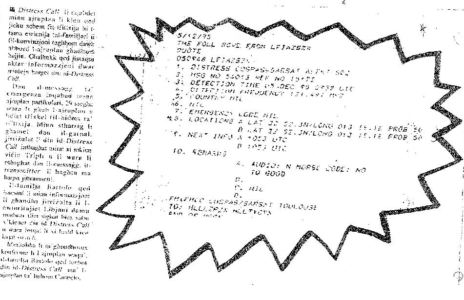 Distress Signal Record Distress Signal Received by ComPass Satelitte