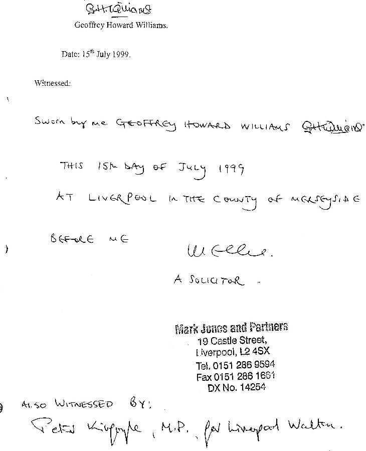 Geoff Williams Signed Affidavit Geoff Williams Signed Affidavit