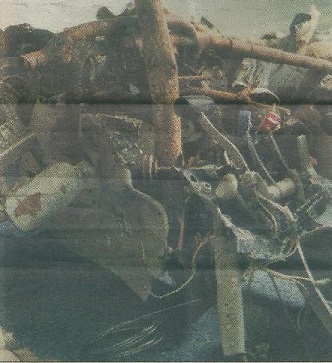 A picture in the Malta Times newspaper of some of the twisted wreckage of 9H-ABU